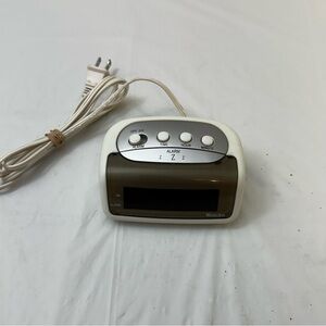 White and Gray Digital Alarm Clock